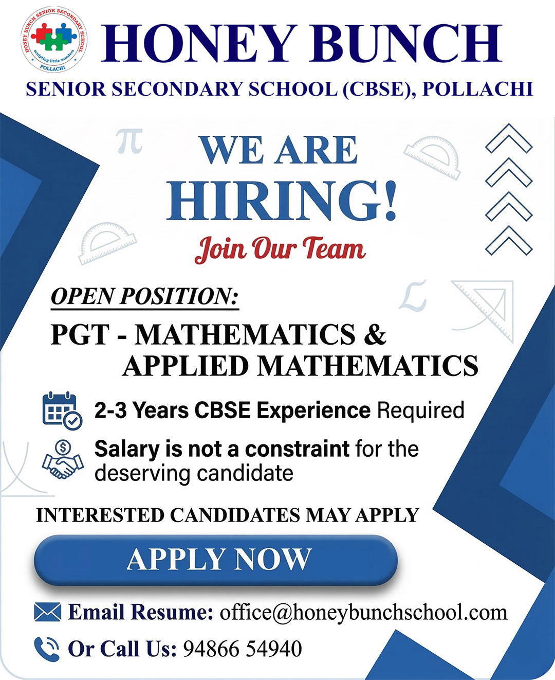 We Are Hiring - Honey Bunch School